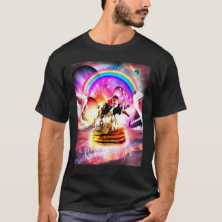 Cat Riding Cow With Pancakes And Milkshake T-Shirt