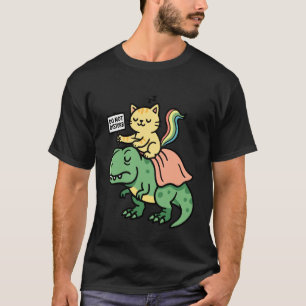 Cat Riding Dinosaur T-Rex Kitten Lover Funny Tyran T-Shirt