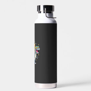 Cat Riding Dinosaur T-Rex Kitten Rainbow Dino Funn Water Bottle
