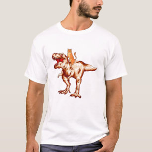 Cat Riding Dinosaur T Rex Tyrannosaurus Kitten Boy T-Shirt