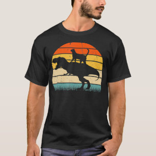 Cat Riding Dinosaur Vintage Retro Funny Graphic An T-Shirt