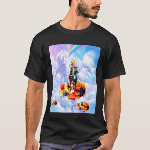 Cat Riding Llama On Clouds And Waffles T-Shirt