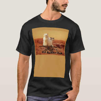 Cat Riding Mars Rover on Foreign Landscape T-Shirt