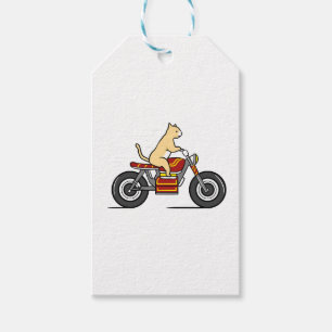 Cat Riding Motorcycle Gift Tags