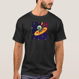 Cat Riding Pizza In Space T-Shirt