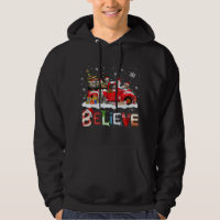 Cat Riding Red Truck Christmas Tree Believe Santa