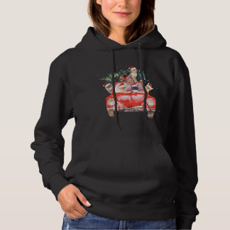 Cat Riding Red Truck Christmas Tree Cat Santa Hat  Hoodie