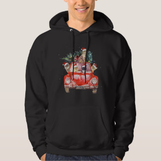 Cat Riding Red Truck Christmas Tree Cat Santa Hat  Hoodie