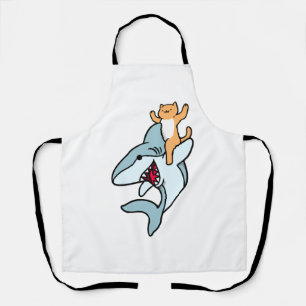 Cat Riding Shark Cat Lover Apron