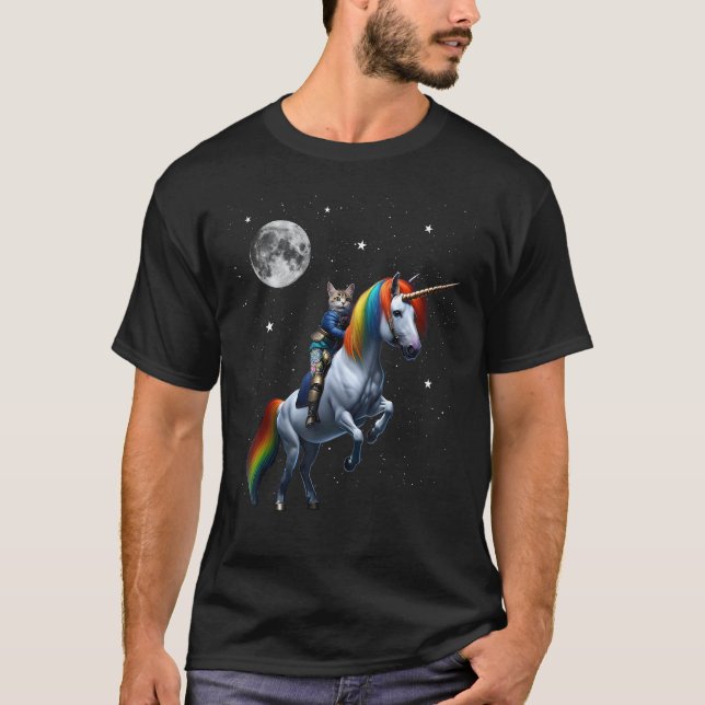 Cat Riding Unicorn T-Shirt (Front)