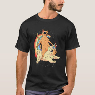Cat Riding Unidog Rainbow For Women Kids Boys Gir T-Shirt