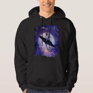 Cat Riding Whale In Space Moon Hoodie