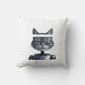 Cat robot  throw pillow