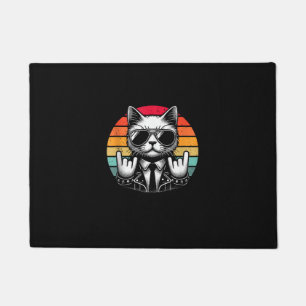 Cat Rock and Roll Music for Men Women Kids Retro C Doormat