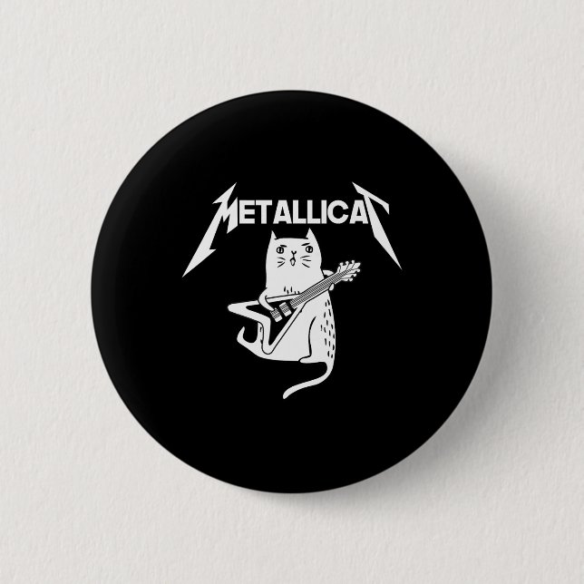 Cat Rock Band Guitar Fun Christmas Gift 2 Inch Round Button (Front)