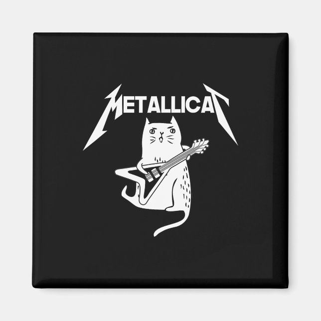 Cat Rock Band Guitar Fun Christmas Gift Magnet (Front)