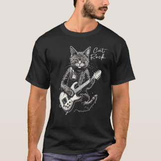 Cat Rock I Rock Cat Playing Guitar I Funny Guitar T-Shirt