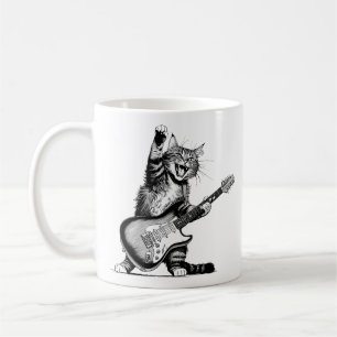 Cat Rockin' the Guitar , Music Lover Gift Coffee Mug