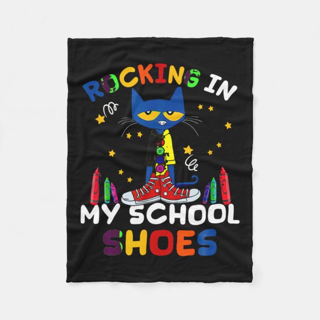 Cat-rocking I N My-school-shoes-back To-school-cat Fleece Blanket (Front)