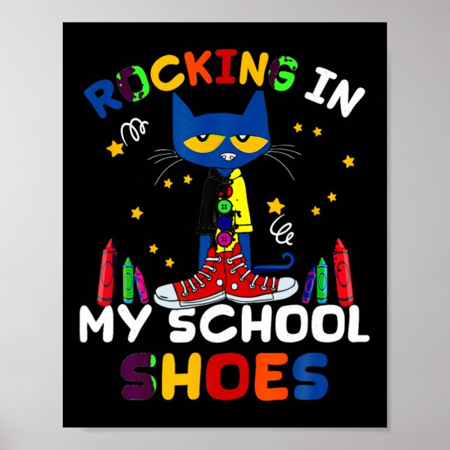 Cat-rocking I N My-school-shoes-back To-school-cat Poster (Front)
