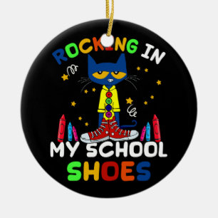 Cat Rocking In My School Shoes Back To School Cat  Ceramic Ornament