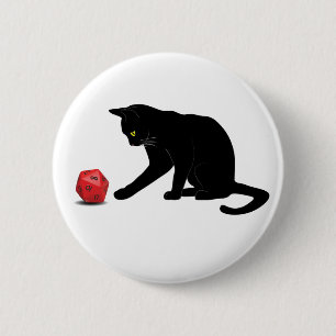 Cat Rolling Dice RPG Role Playing Games 2 Inch Round Button