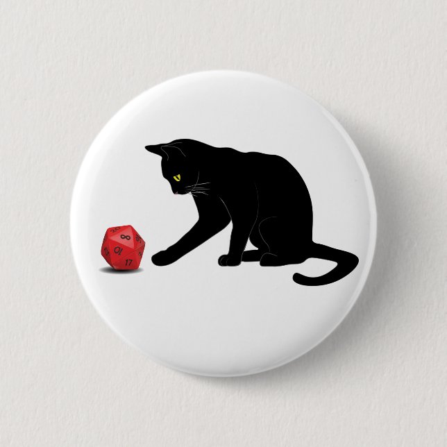 Cat Rolling Dice RPG Role Playing Games 2 Inch Round Button (Front)