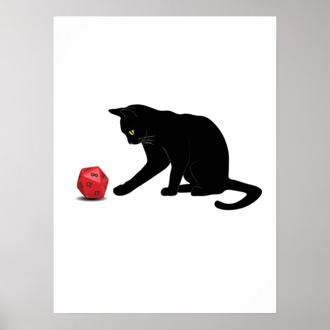 Cat Rolling Dice RPG Role Playing Games Gaming Lov Poster (Front)