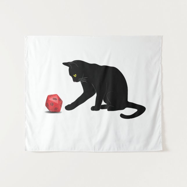 Cat Rolling Dice RPG Role Playing Games Gaming Lov Tapestry (Front (Horizontal))