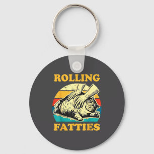 Cat Rolling Fatties Funny For Men Women  Keychain