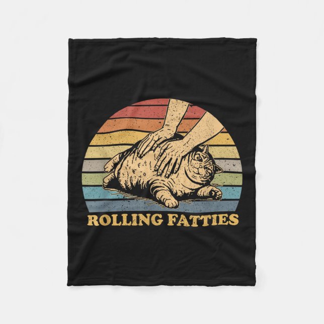 Cat Rolling Fatties Funny Uni-adults And Kids Blac Fleece Blanket (Front)