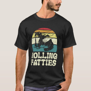 Cat Rolling Fatties Sunset Retro Kitten Kitty Wome T-Shirt