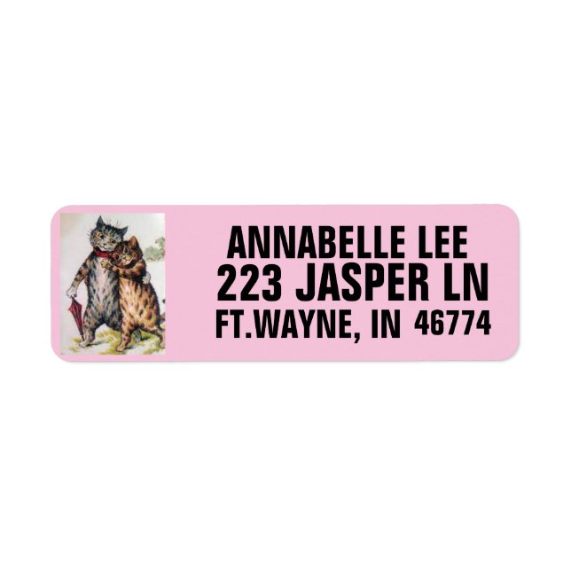  CAT ROMANTIC LOUIS WAIN RETURN ADDRESS LABELS (Front)