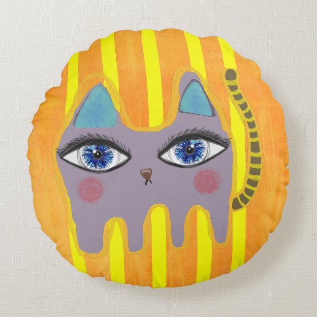 Cat  round pillow (Front)