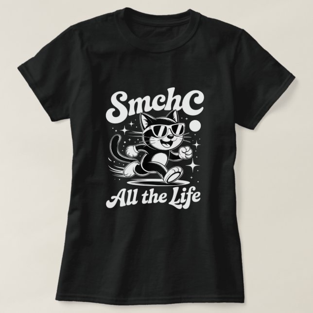 Cat Running "All the Life" Graphic Tee (Design Front)