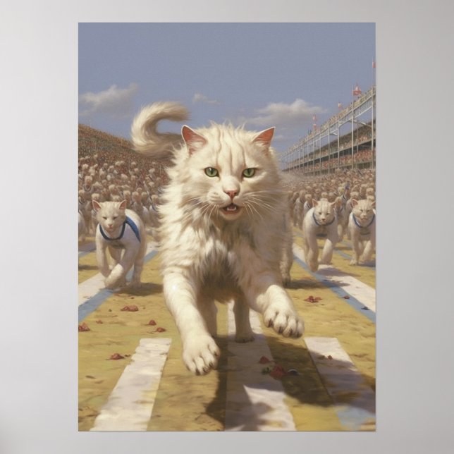 Cat Running, Track and Field Poster (Front)