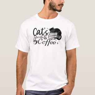 Cat’s Books & Coffee, Reading Typography t-shirt 