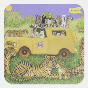 Cat Safari Square Sticker