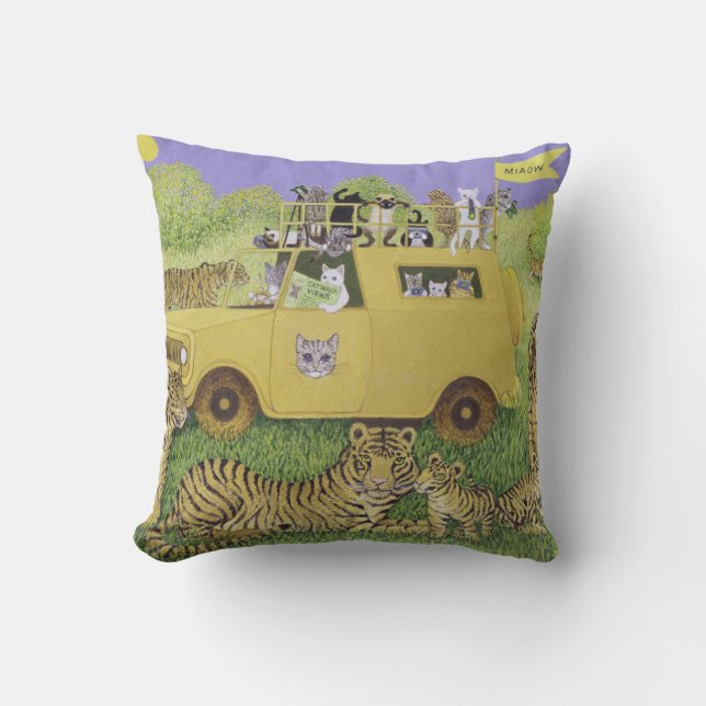 Cat Safari Throw Pillow (Front)