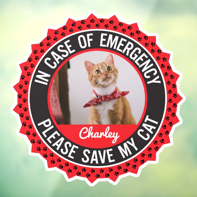 Cat Safety Alert Custom First Responder Window Cling (Sheet 3)