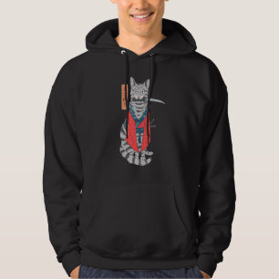 Cat Samurai Katana Sword And Japanese Kanji Hoodie