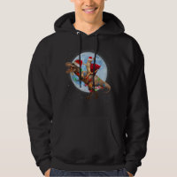 Cat Santa Hat Riding Dinosaur T rex Moon Christmas