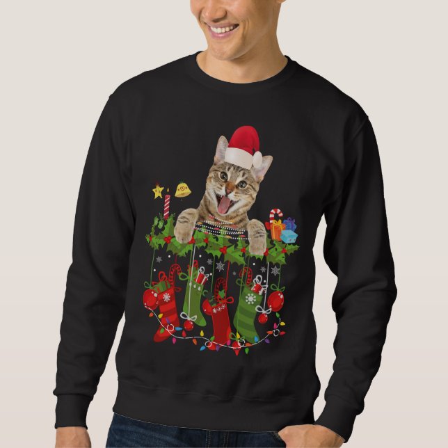 Cat santa hat ugly christmas cat sweatshirt (Front)