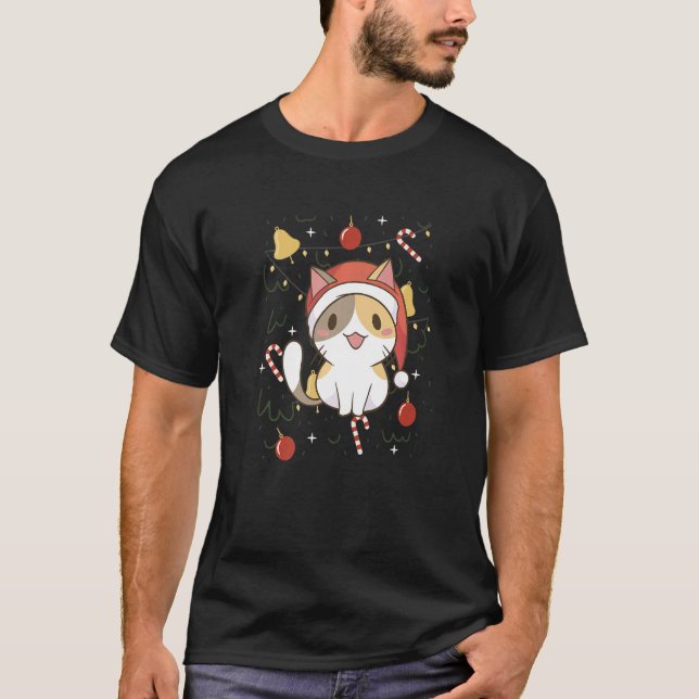 Cat Santa Ugly Christmas Cat Owner Santa Cat T-Shirt (Front)