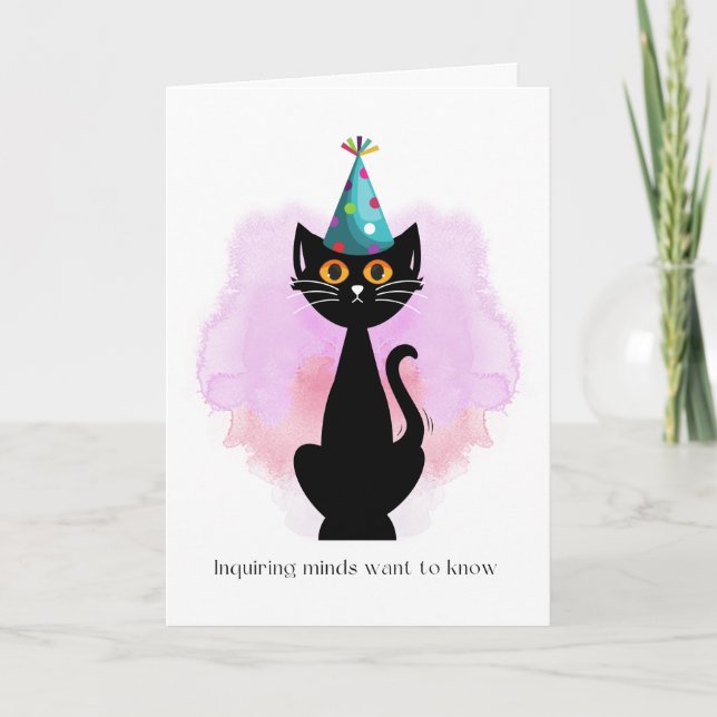 Cat | Sarcastic Party Hat Cat Funny Birthday Card (Front)