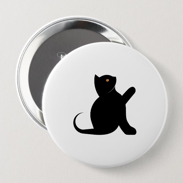 Cat Saying Hello 4 Inch Round Button (Front & Back)