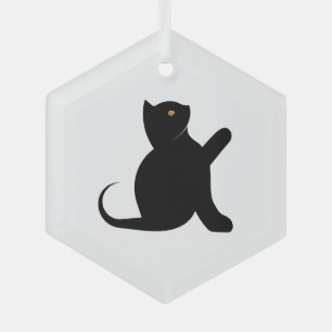 Cat Saying Hello Glass Ornament