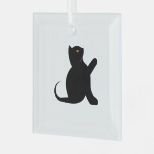 Cat Saying Hello Glass Ornament