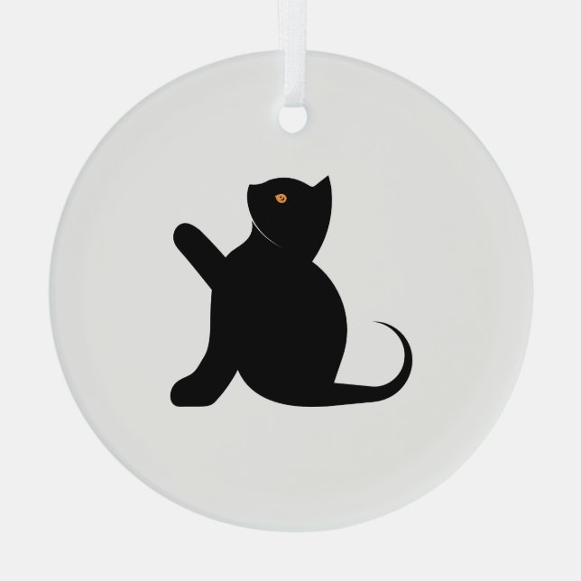 Cat Saying Hello Glass Ornament (Back)