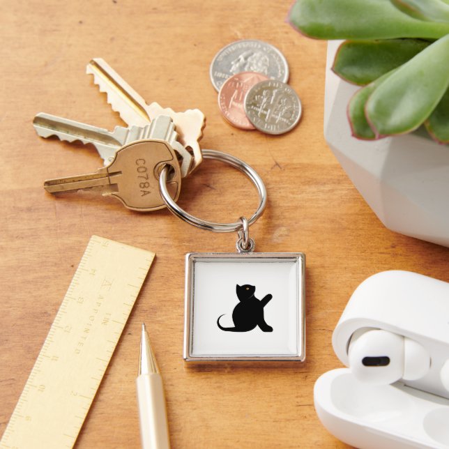 Cat Saying Hello Keychain (Desk)